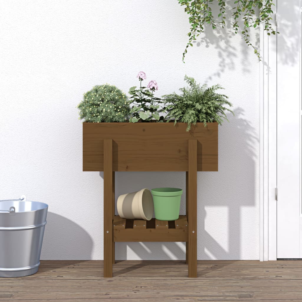 vidaXL plantekasse 62x30x69 cm massivt fyrretræ gyldenbrun vidaXL plantekasse 62x30x69 cm massivt fyrretræ gyldenbrun