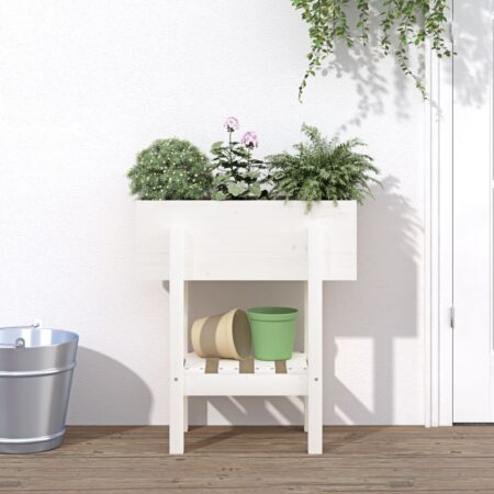 vidaXL plantekasse 62x30x69 cm massivt fyrretræ hvid