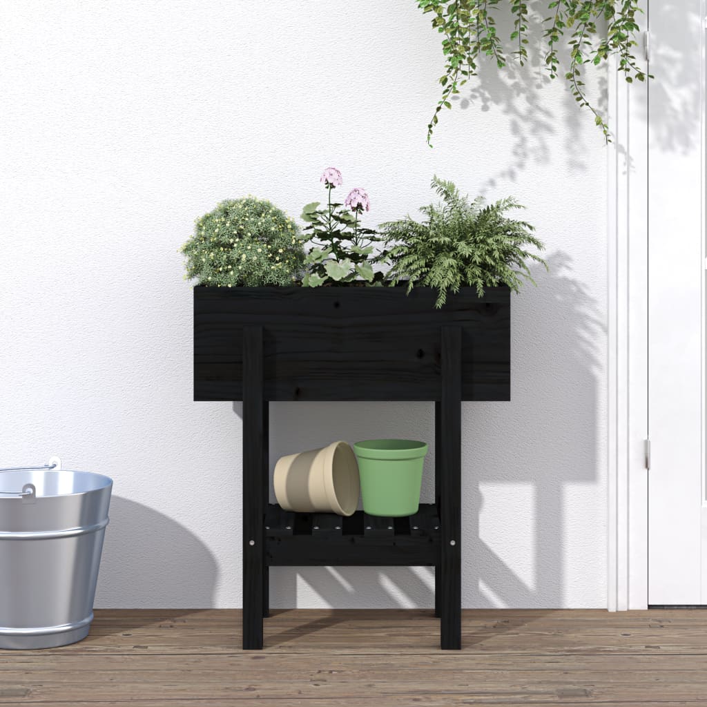 vidaXL plantekasse 62x30x69 cm massivt fyrretræ sort vidaXL plantekasse 62x30x69 cm massivt fyrretræ sort