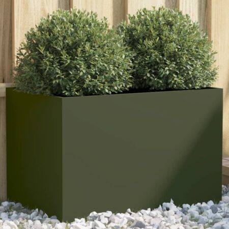 vidaXL plantekasse 62x40x39 cm stål olivengrøn