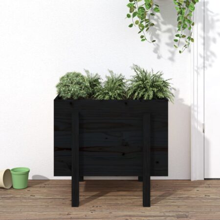 vidaXL plantekasse 62x50x57 cm massivt fyrretræ sort