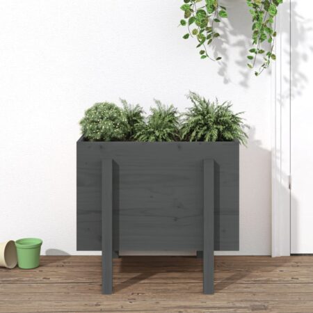 vidaXL plantekasse 62x50x57 cmmassivt fyrretræ grå