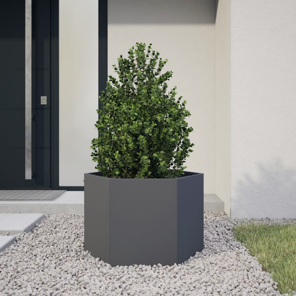 vidaXL plantekasse 69x60x45 cm sekskantet stål antracitgrå vidaXL plantekasse 69x60x45 cm sekskantet stål antracitgrå