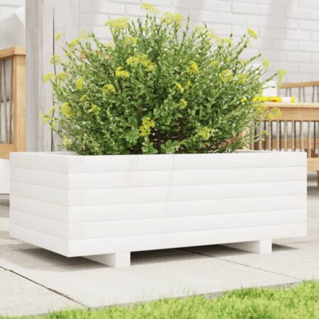 vidaXL plantekasse 70x40x26,5 cm massivt fyrretræ hvid