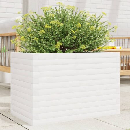 vidaXL plantekasse 70x40x46 cm massivt fyrretræ hvid