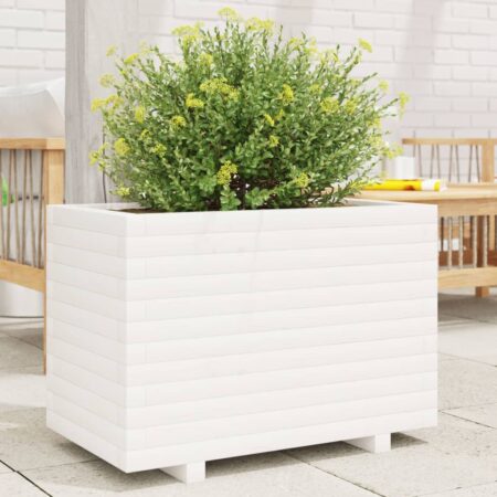 vidaXL plantekasse 70x40x49,5 cm massivt fyrretræ hvid