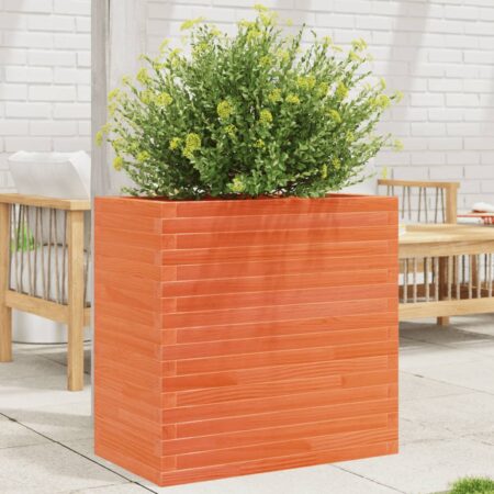 vidaXL plantekasse 70x40x68,5 cm massivt fyrretræ gyldenbrun