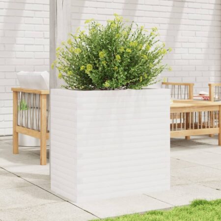 vidaXL plantekasse 70x40x68,5 cm massivt fyrretræ hvid