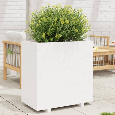 vidaXL plantekasse 70x40x72,5 cm massivt fyrretræ hvid