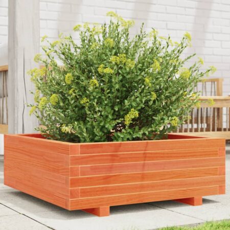 vidaXL plantekasse 70x70x26,5 cm massivt fyrretræ gyldenbrun