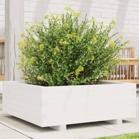 vidaXL plantekasse 70x70x26,5 cm massivt fyrretræ hvid