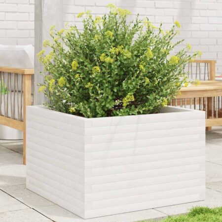 vidaXL plantekasse 70x70x46 cm massivt fyrretræ hvid