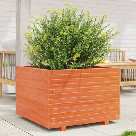 vidaXL plantekasse 70x70x49,5 cm massivt fyrretræ gyldenbrun