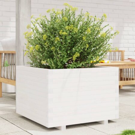 vidaXL plantekasse 70x70x49,5 cm massivt fyrretræ hvid
