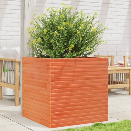 vidaXL plantekasse 70x70x68,5 cm massivt fyrretræ gyldenbrun