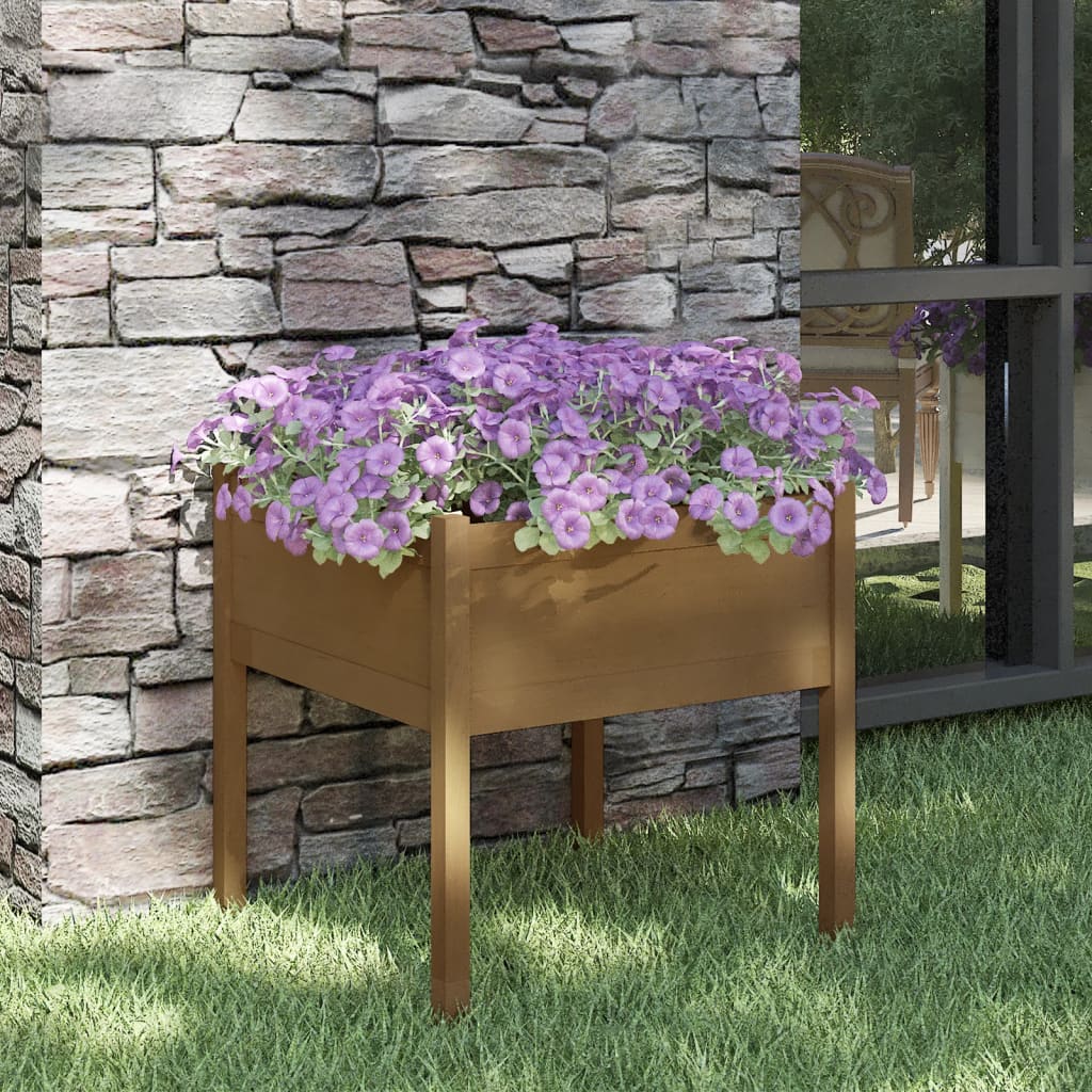 vidaXL plantekasse 70x70x70 cm massivt fyrretræ gyldenbrun vidaXL plantekasse 70x70x70 cm massivt fyrretræ gyldenbrun