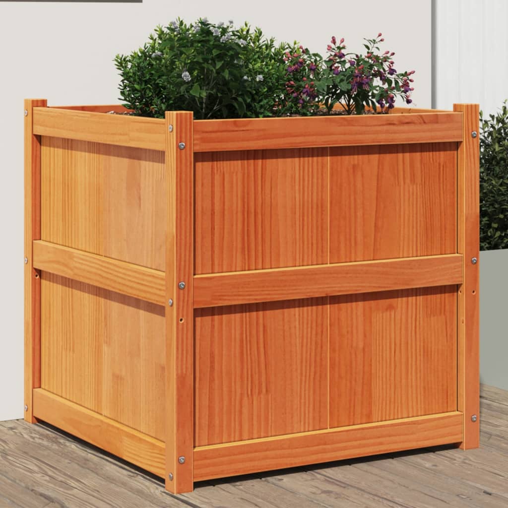 vidaXL plantekasse 70x70x70 cm massivt fyrretræ gyldenbrun vidaXL plantekasse 70x70x70 cm massivt fyrretræ gyldenbrun