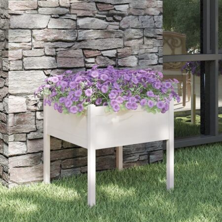 vidaXL plantekasse 70x70x70 cm massivt fyrretræ hvid