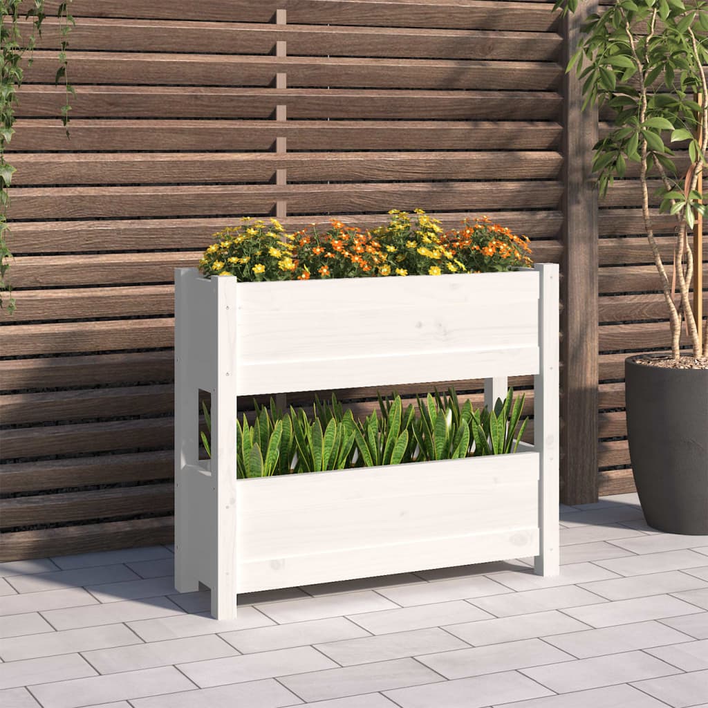 vidaXL plantekasse 77x25x66 cm massivt fyrretræ hvid vidaXL plantekasse 77x25x66 cm massivt fyrretræ hvid