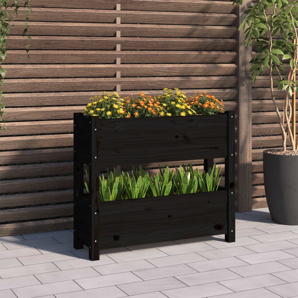 vidaXL plantekasse 77x25x66 cm massivt fyrretræ sort vidaXL plantekasse 77x25x66 cm massivt fyrretræ sort