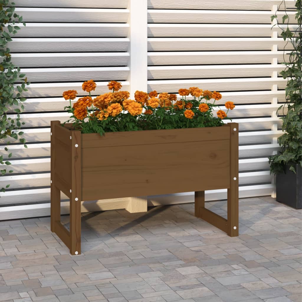 vidaXL plantekasse 78x40x52 cm massivt fyrretræ gyldenbrun vidaXL plantekasse 78x40x52 cm massivt fyrretræ gyldenbrun