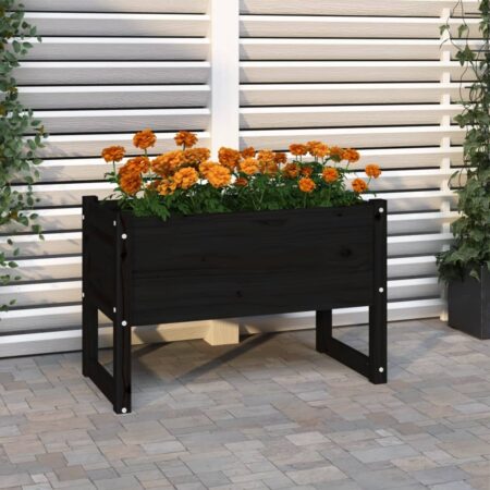 vidaXL plantekasse 78x40x52 cm massivt fyrretræ sort