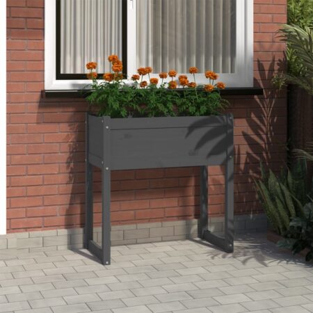 vidaXL plantekasse 78x40x81 cm massivt fyrretræ grå