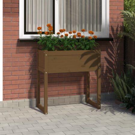 vidaXL plantekasse 78x40x81 cm massivt fyrretræ gyldenbrun