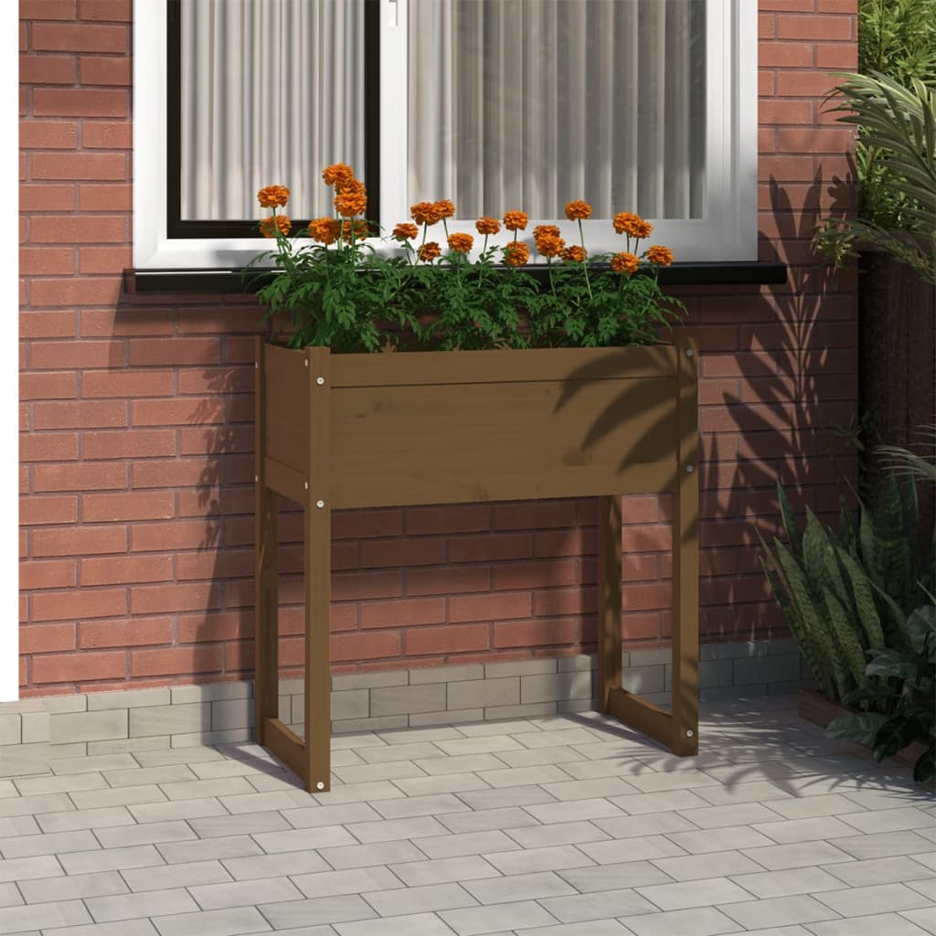 vidaXL plantekasse 78x40x81 cm massivt fyrretræ gyldenbrun vidaXL plantekasse 78x40x81 cm massivt fyrretræ gyldenbrun