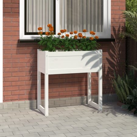 vidaXL plantekasse 78x40x81 cm massivt fyrretræ hvid