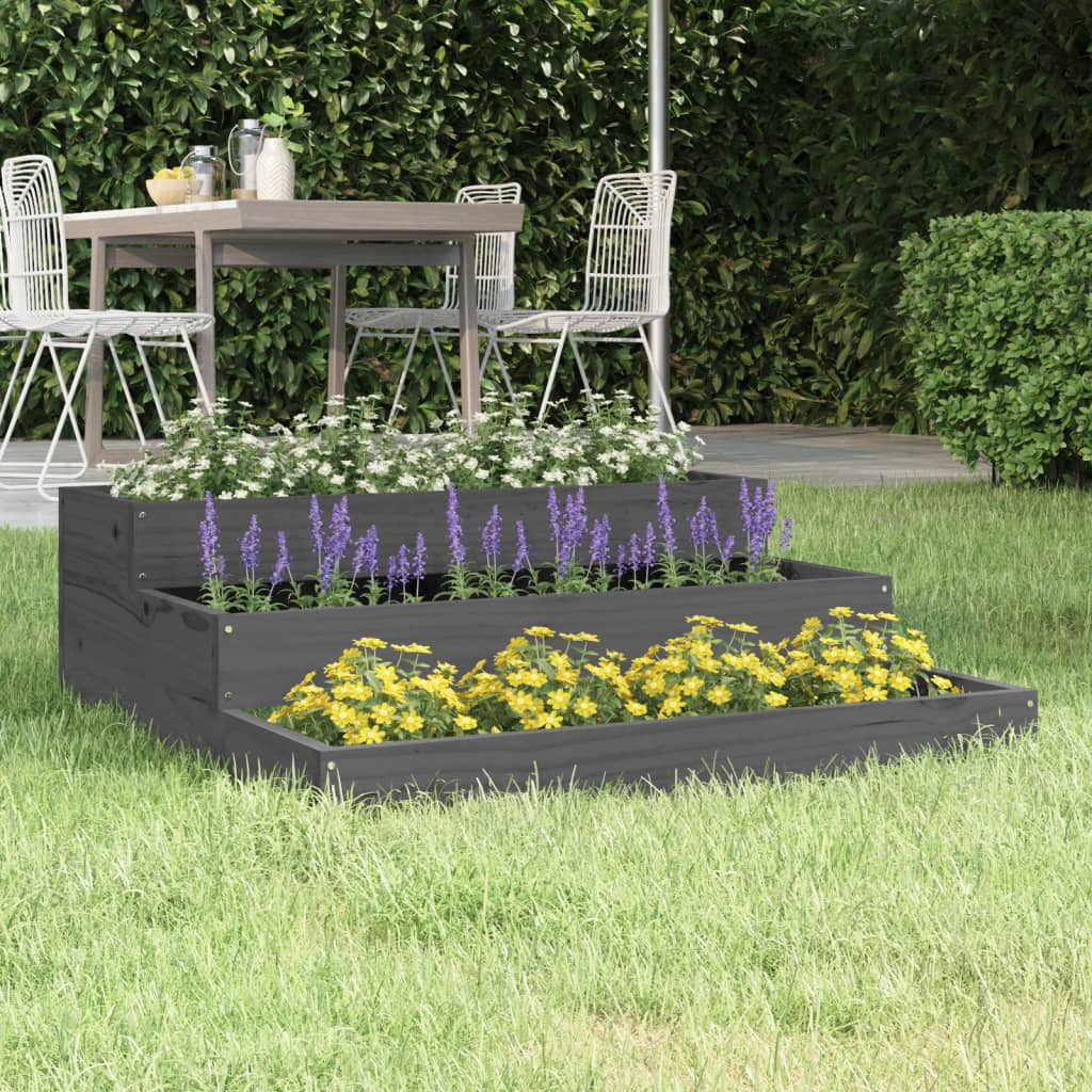 vidaXL plantekasse 78x78x27 cm massivt fyrretræ grå vidaXL plantekasse 78x78x27 cm massivt fyrretræ grå