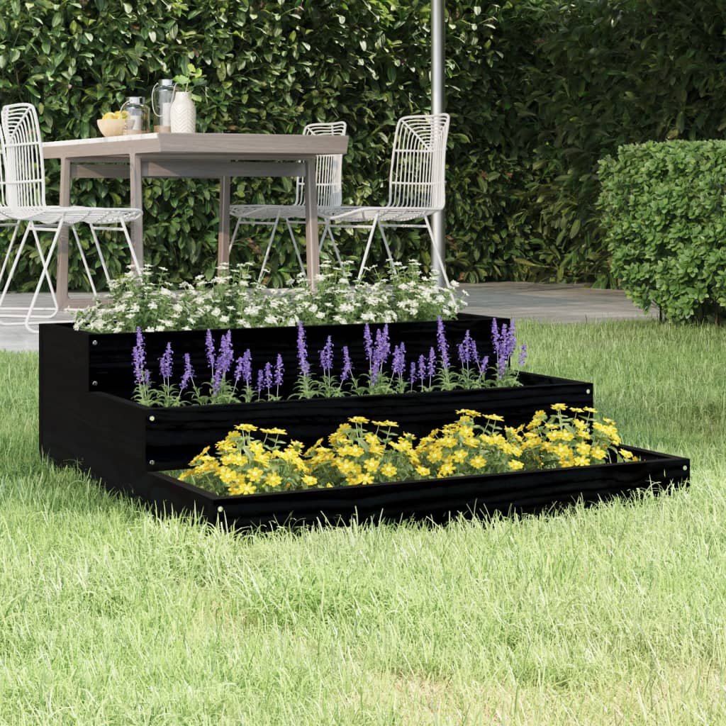 vidaXL plantekasse 78x78x27 cm massivt fyrretræ sort vidaXL plantekasse 78x78x27 cm massivt fyrretræ sort