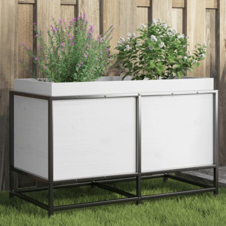 vidaXL plantekasse 80x40x50 cm massivt fyrretræ hvid