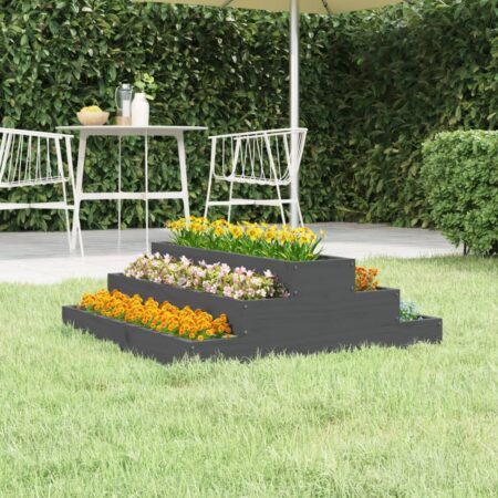 vidaXL plantekasse 80x80x27 cm massivt fyrretræ grå