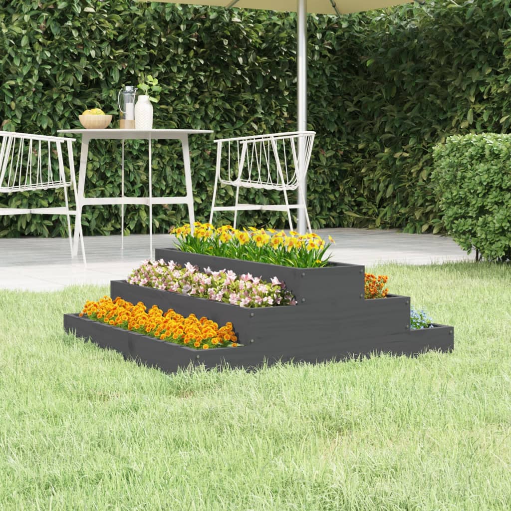 vidaXL plantekasse 80x80x27 cm massivt fyrretræ grå vidaXL plantekasse 80x80x27 cm massivt fyrretræ grå