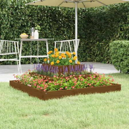 vidaXL plantekasse 80x80x27 cm massivt fyrretræ gyldenbrun