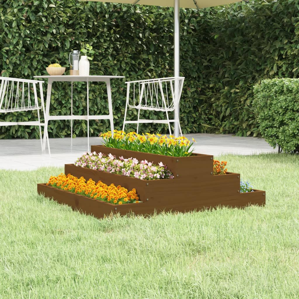 vidaXL plantekasse 80x80x27 cm massivt fyrretræ gyldenbrun vidaXL plantekasse 80x80x27 cm massivt fyrretræ gyldenbrun