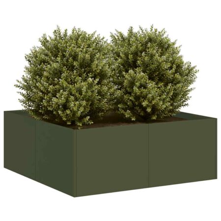 vidaXL plantekasse 80x80x30 cm stål olivengrøn