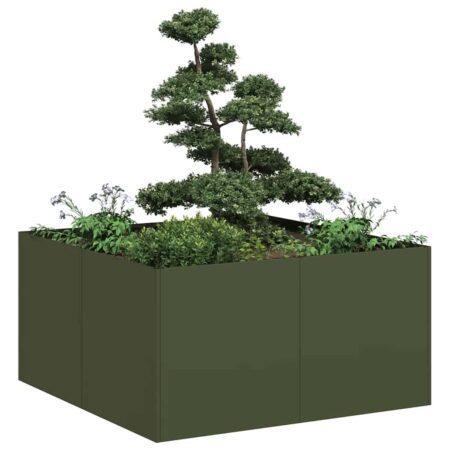 vidaXL plantekasse 80x80x40 cm koldvalset stål olivengrøn