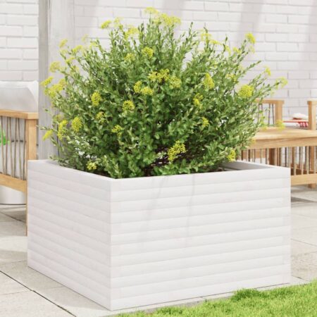 vidaXL plantekasse 80x80x46 cm massivt fyrretræ hvid