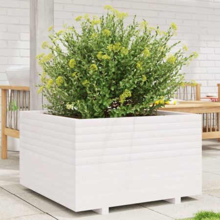 vidaXL plantekasse 80x80x49,5 cm massivt fyrretræ hvid