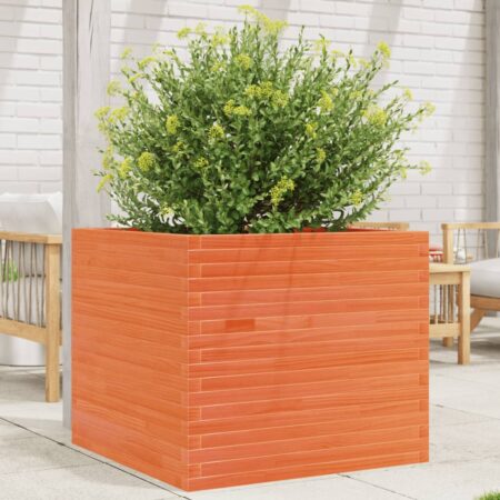 vidaXL plantekasse 80x80x68,5 cm massivt fyrretræ gyldenbrun