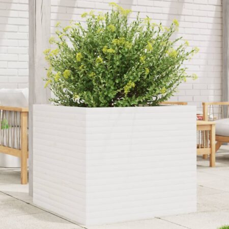 vidaXL plantekasse 80x80x68,5 cm massivt fyrretræ hvid
