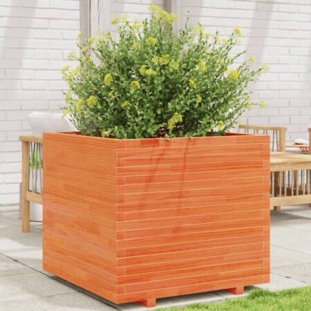 vidaXL plantekasse 80x80x72 cm massivt fyrretræ gyldenbrun