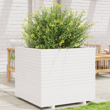 vidaXL plantekasse 80x80x72 cm massivt fyrretræ hvid