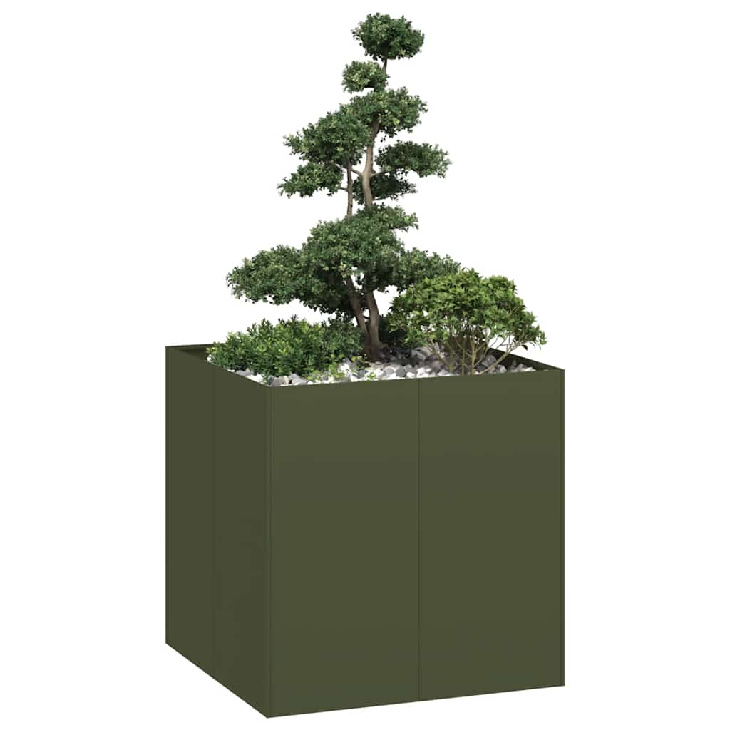 vidaXL plantekasse 80x80x80 cm stål olivengrøn vidaXL plantekasse 80x80x80 cm stål olivengrøn