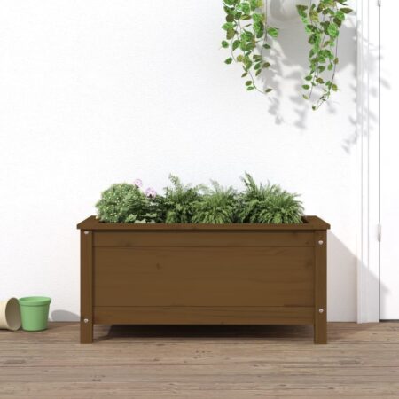 vidaXL plantekasse 82,5x40x39 cm massivt fyrretræ gyldenbrun
