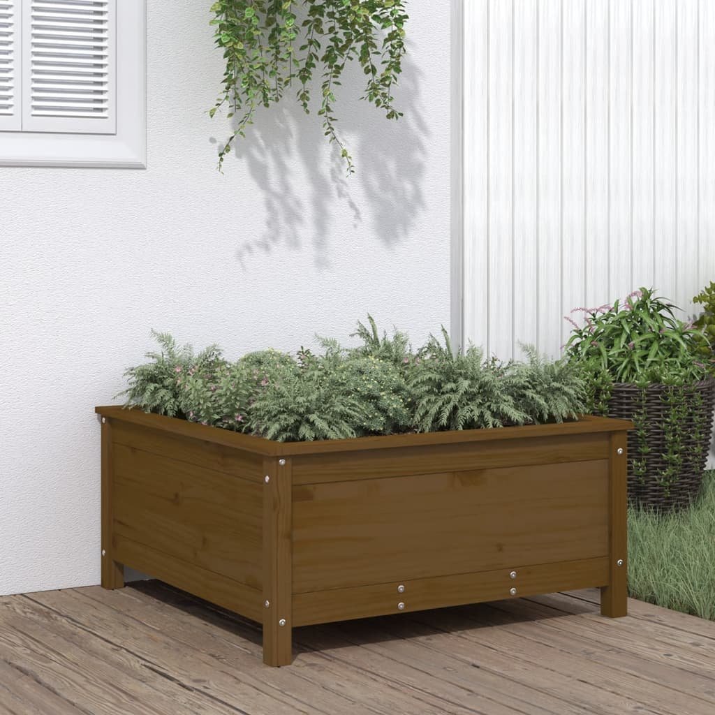 vidaXL plantekasse 82,5x82,5x39 cm massivt fyrretræ gyldenbrun vidaXL plantekasse 82,5x82,5x39 cm massivt fyrretræ gyldenbrun