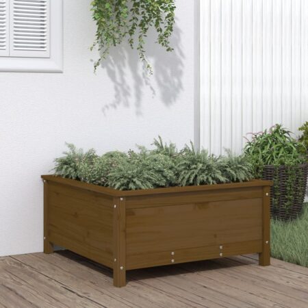 vidaXL plantekasse 82,5x82,5x39 cm massivt fyrretræ gyldenbrun
