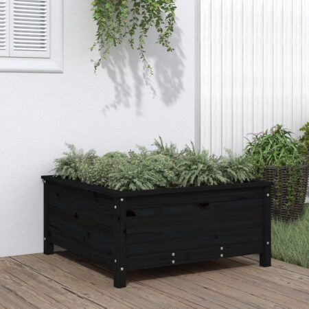 vidaXL plantekasse 82,5x82,5x39 cm massivt fyrretræ sort